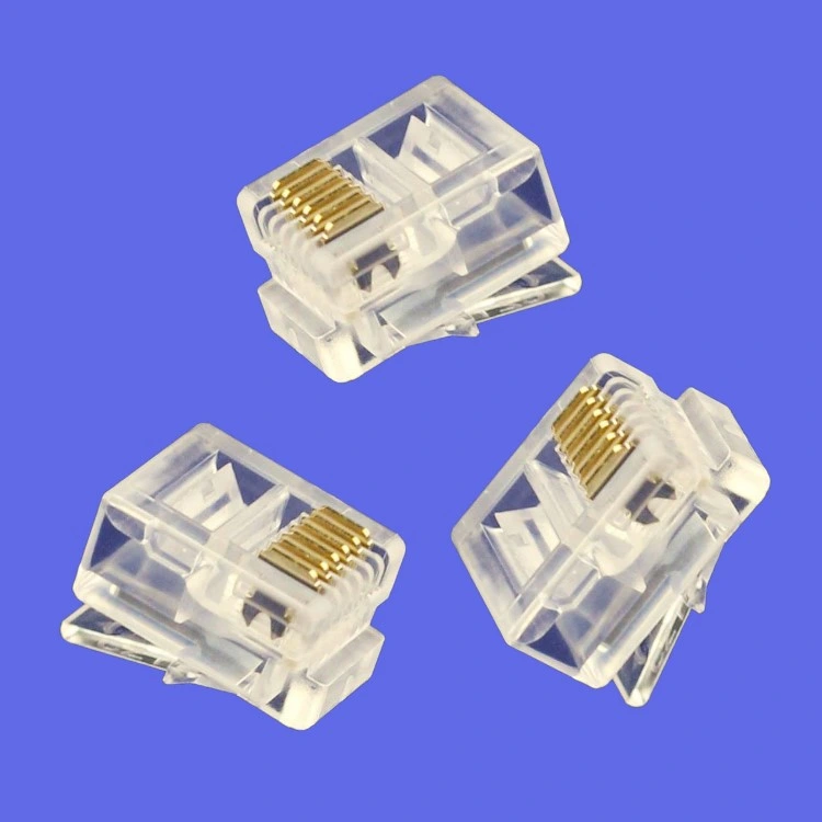 UTP Rj12/Rj11 6p6c Modular Plug Cat3 Network Telephone Connector 6 Core Telephone Plug for 6p6c Cable