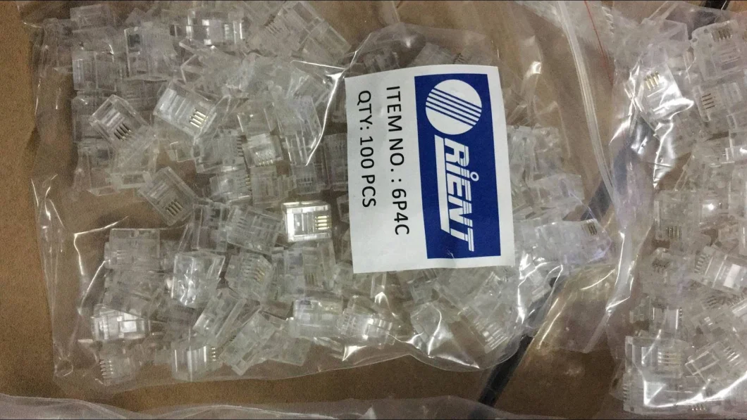 Rj11 Modular Plug Cat3 Voice Phone Connector 6p4c Telephone Modular Plug for Telephone Cable