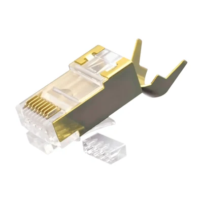 CAT.7 RJ45 8P8C Fiche modulaire blindée (FTP) Connecteurs réseau Blindage en cuivre plaqué or Kit de 2 pièces