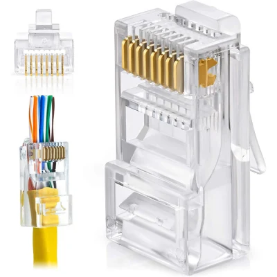 Connecteur d'alimentation CAT6 RJ45 8p8c à travers la prise modulaire RJ45 blindée