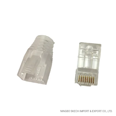 Prise modulaire RJ45 Câbles Ethernet UTP Prise modulaire réseau Cat5e/CAT6/CAT6A Têtes de cristal RJ45 8p8c Prise modulaire réseau RJ45 avec botte