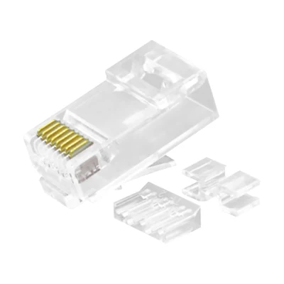 CAT.6A RJ45 8P8C Fiche modulaire Connecteurs réseau non blindés (UTP) Kit de 3 pièces Transparent