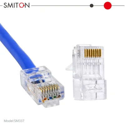 Passe à travers la prise modulaire du connecteur CAT6A mâle 8p8c